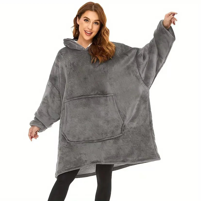 Oversized Wearable Blanket Hoodie with Kangaroo Pocket – Ultra Soft Fleece Reversible Throw Sweatshirt for Couch Lounging, Relaxing at | Lonoma