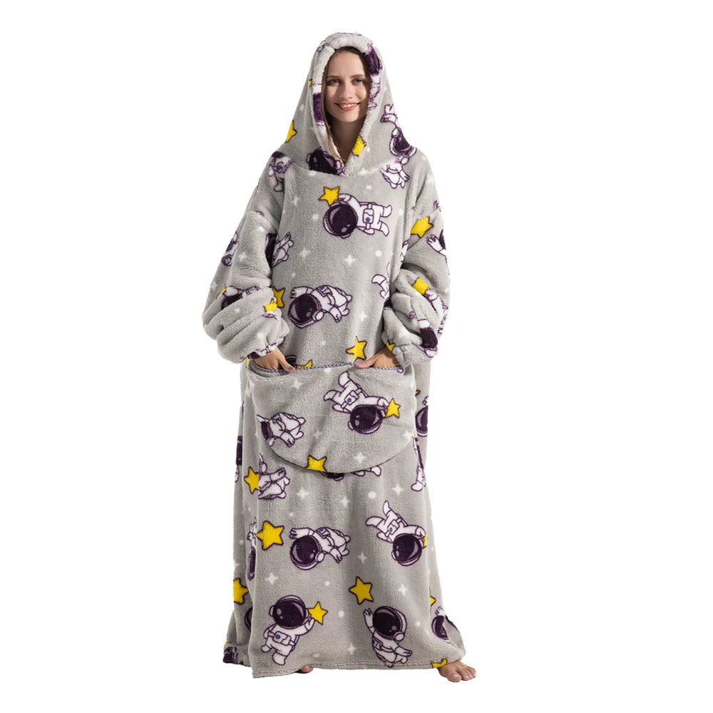 Oversized Wearable Blanket Hoodie with Sleeves Sherpa Fleece Throw for Adults Cozy Soft Plush Winter Loungewear Women Men | Lonoma