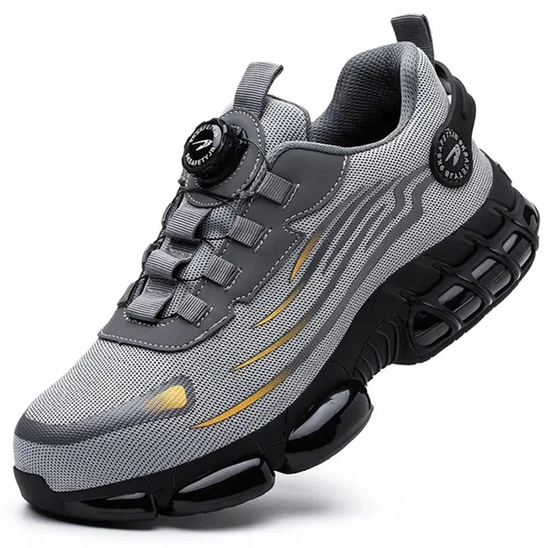 Men's Black Safety Work Shoes with Arch Support — Comfortable Steel Toe Cap Shoes for Long Work Days | Koossa