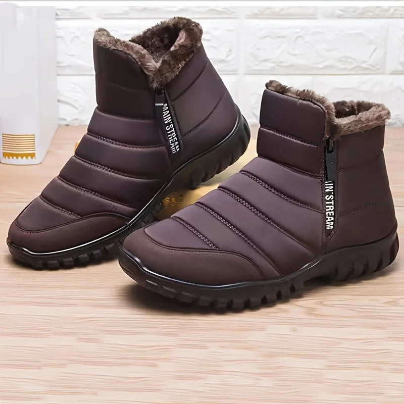 Men's Insulated Winter Boots with Side Zipper Waterproof Ankle Snow Boots Casual Platform Sneakers for Cold Weather | Lonoma