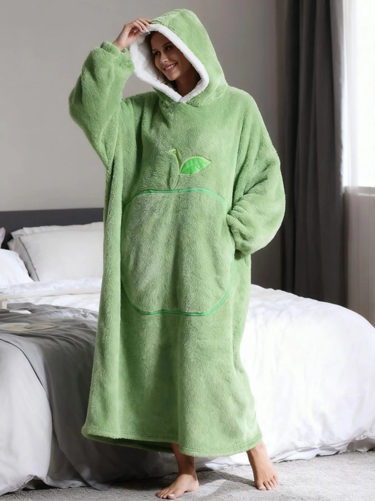 Oversized Hooded Blanket Sweatshirt with Sleeves for Adults - Wearable Sherpa-Lined Fleece Throw Hoodie - Cozy TV Lounge Robe for Men and | Lonoma