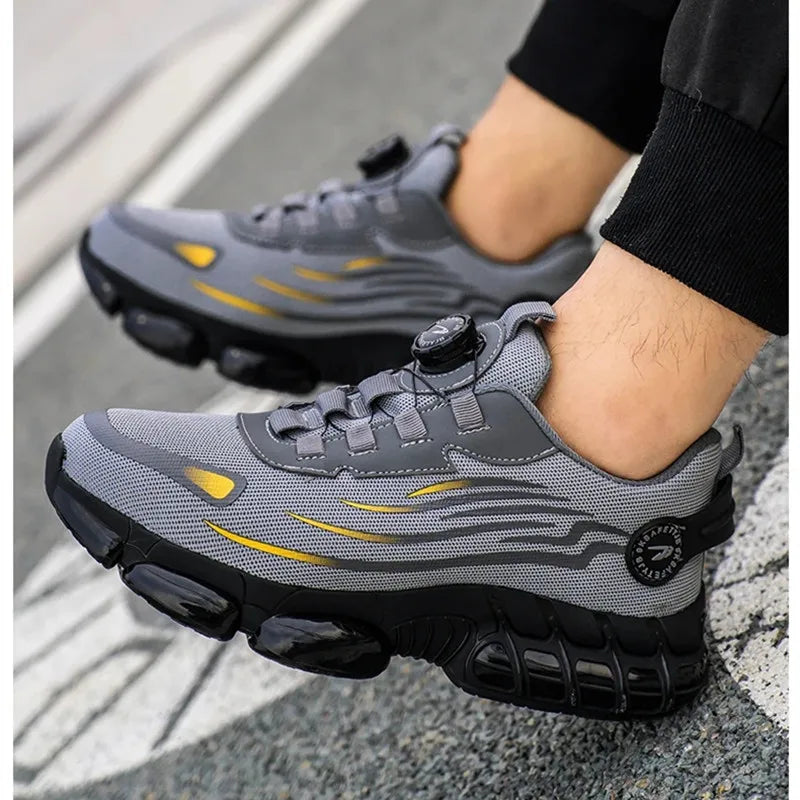 Men's Black Safety Work Shoes with Arch Support — Comfortable Steel Toe Cap Shoes for Long Work Days | Koossa