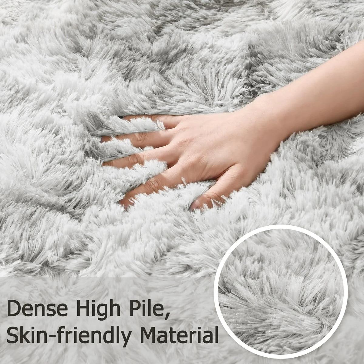Plush Shag Area Rug Non-Slip Machine Washable Soft Floor Mat for Bedroom Nursery Family Room Dark Gray | Lonoma