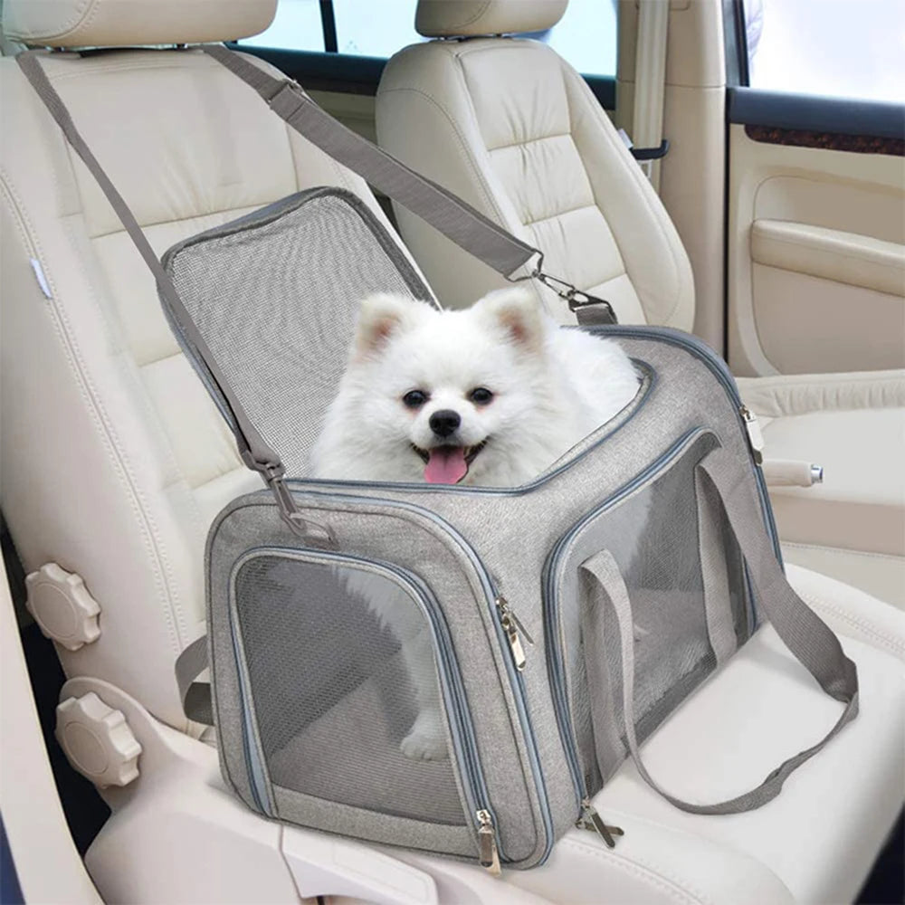 Pet Carrier Bag Small Medium Dog Cat Travel Soft-Sided Mesh Ventilated Shoulder Strap Car Seat Washable Mat Luggage Sleeve | Koossa