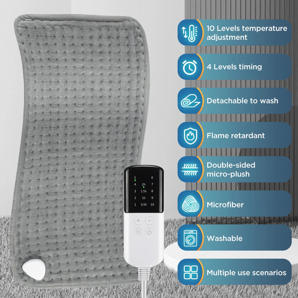 Electric Heating Pad 12 × 24 in with Adjustable Temperature Settings, Fast-Heating Therapy Wrap for Back, Legs, Hands and Shoulders, Soft | Lonoma
