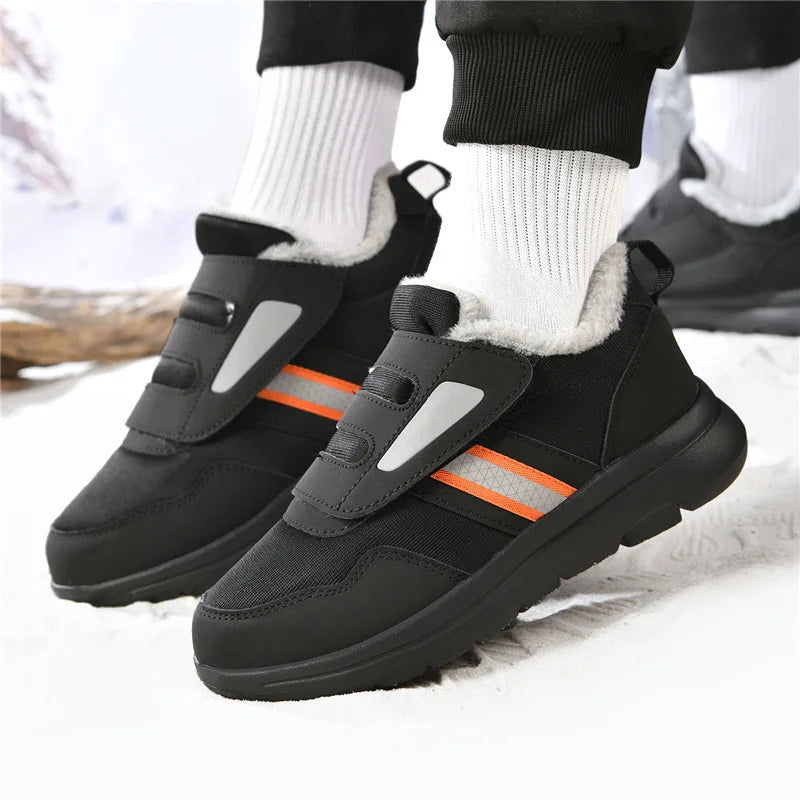 Adjustable Winter Slip-On Sneakers for Women Wide Fit Orthopedic Walking Shoes with Hook and Loop Closure Gray Black Purple | Lonoma