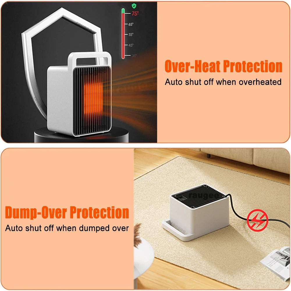 Portable Ceramic Space Heater 600W Personal Desk Heater with Auto Shutoff Fast Heating Fan for Office Bedroom Small Rooms Dorm Tabletop | Lonoma