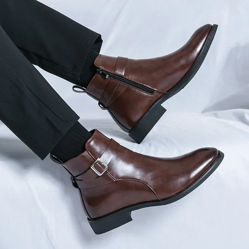 Men's Chelsea Boots in Supple Leather with Elasticated Side Gussets | Classic Ankle Boots for Smart Casual and Formal Occasions | Koossa