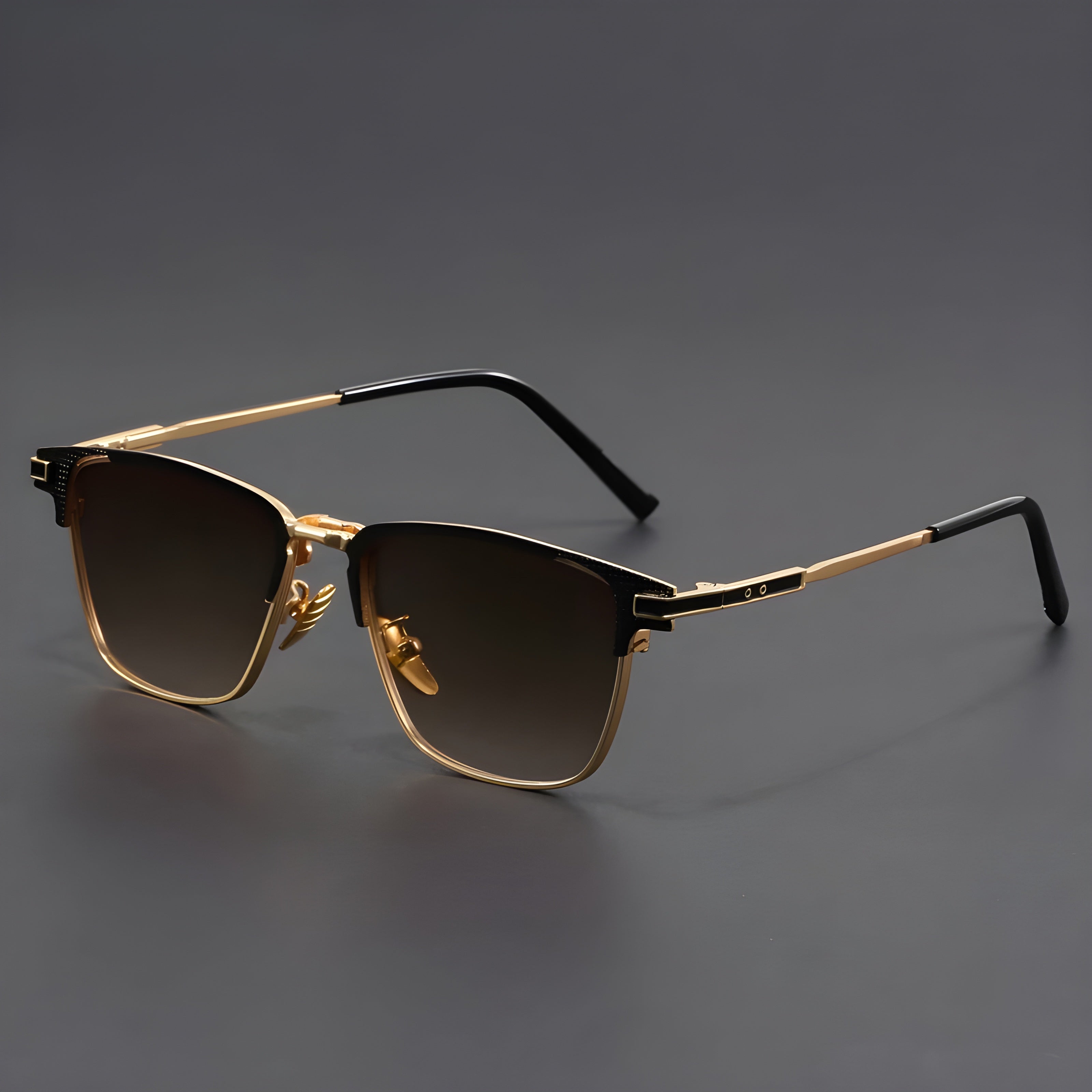 Half-Frame Sunglasses with Slim Bridge in Gold, Brown, Black & Navy | Vintage-Inspired Eye Protection | Koossa