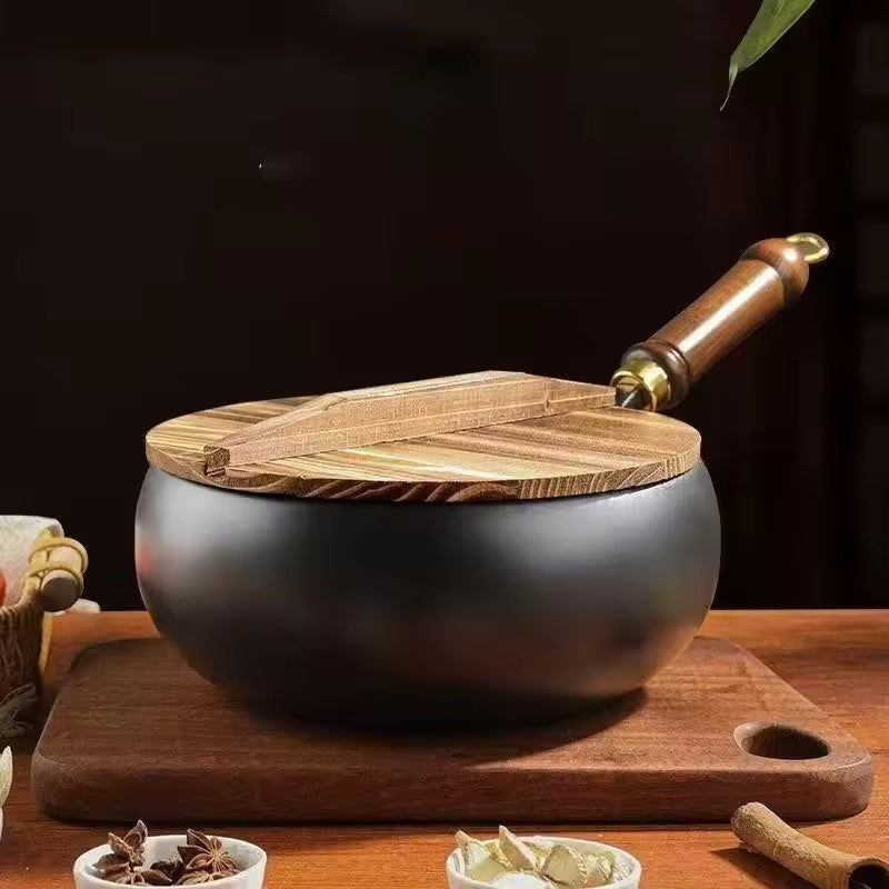 Récipient Profond en Fonte Noire 24 cm Induction Gaz Four Sautés Mijotés Braisés Cuisine Asiatique Robuste | Koossa