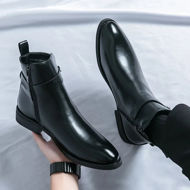 Men's Chelsea Boots in Supple Leather with Elasticated Side Gussets | Classic Ankle Boots for Smart Casual and Formal Occasions | Koossa