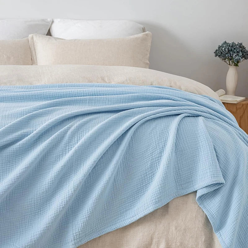 Six-Layer Cotton Gauze Throw Blanket Lightweight Breathable All-Season Coverlet for Couch Living Room Bedroom Adults | Lonoma