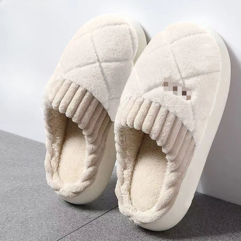 Plush House Slippers for Women & Men – Checkered Indoor Shoes with Thick Soles, Warm Fleece Lining, Fuzzy Slip-On Footwear for Cold Weather | Lonoma
