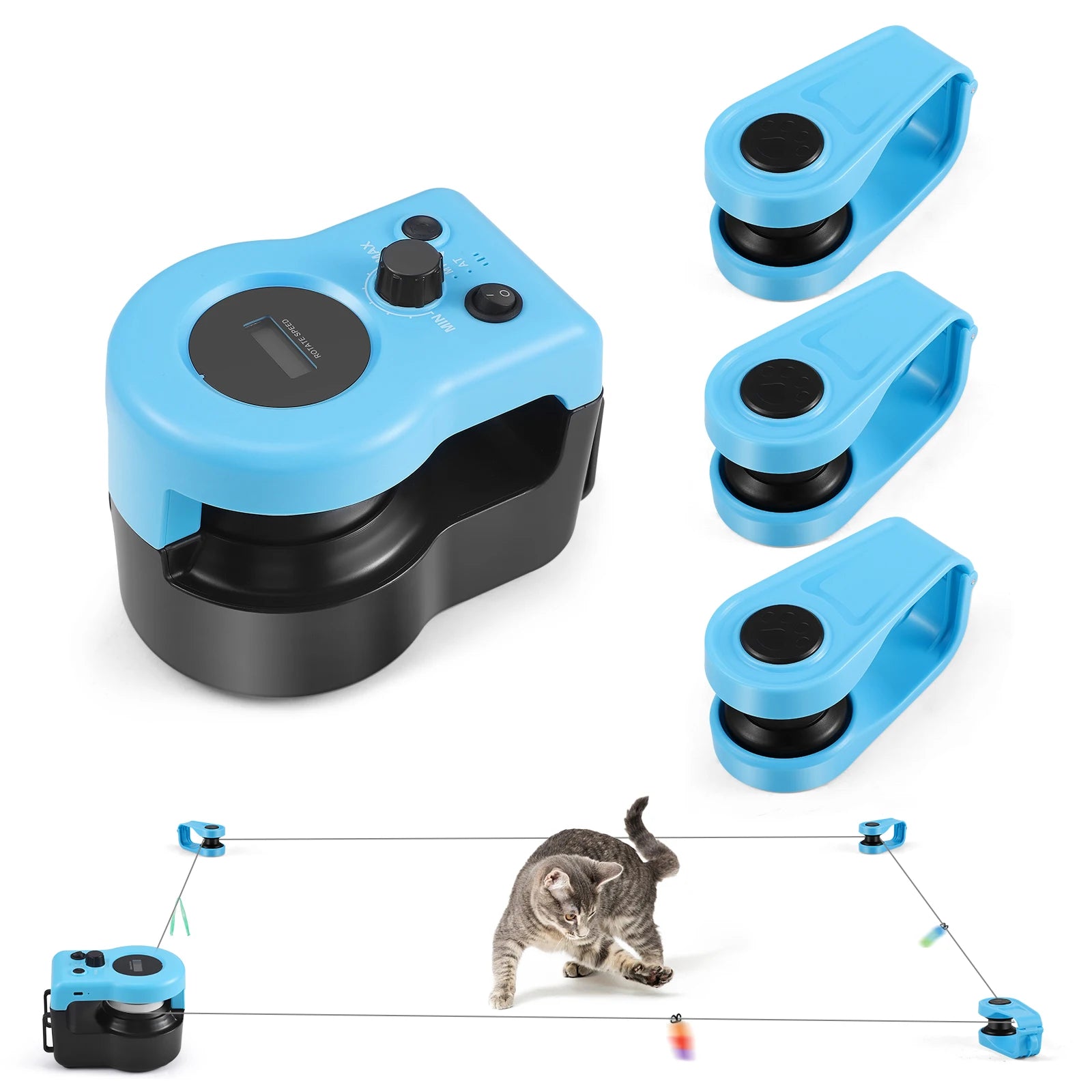 Cat Exercise Track Toy Automatic Remote Control Adjustable Speed 1500-3000RPM Interactive Chase Game Rechargeable 4000mAh Mouse Sound Indoor | Koossa