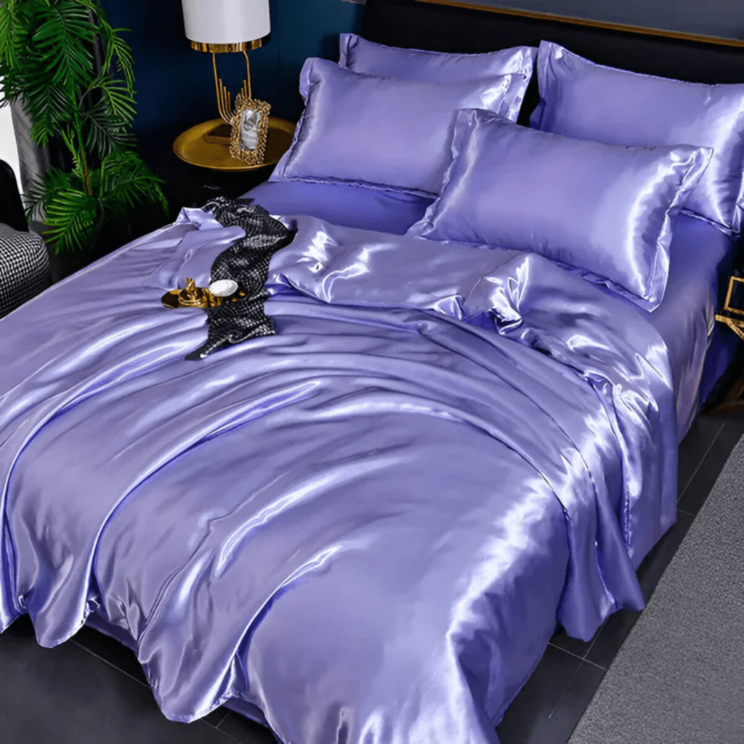 Mulberry Silk Bedding Set, 22 Momme Duvet Cover, Fitted Sheet & 2 Pillowcases, Full Queen King Cal King, Breathable Year-Round Sheets | Lonoma