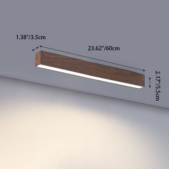 Plafonnier LED linéaire en bois 60-120 cm aluminium blanc chaud neutre froid avec diffuseur acrylique moderne | Koossa