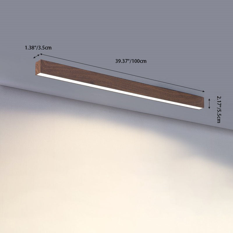 Plafonnier LED linéaire en bois 60-120 cm aluminium blanc chaud neutre froid avec diffuseur acrylique moderne | Koossa