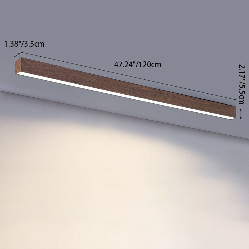 Plafonnier LED linéaire en bois 60-120 cm aluminium blanc chaud neutre froid avec diffuseur acrylique moderne | Koossa