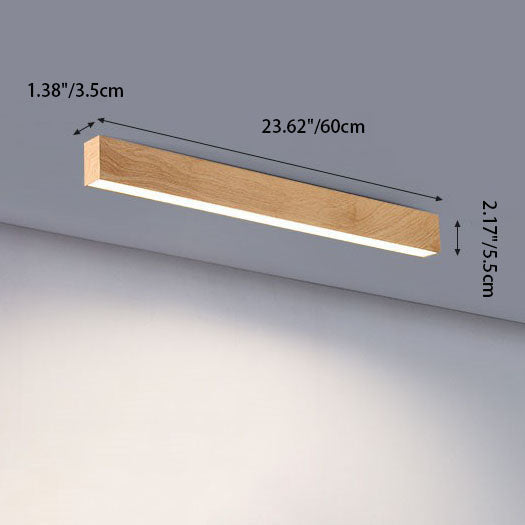 Plafonnier LED linéaire en bois 60-120 cm aluminium blanc chaud neutre froid avec diffuseur acrylique moderne | Koossa