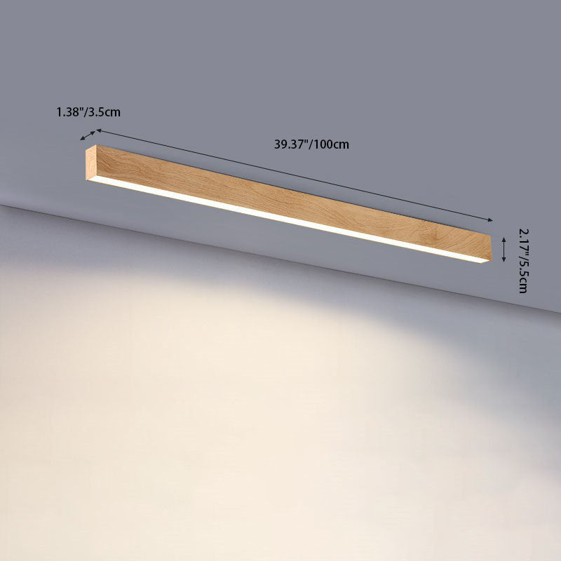 Plafonnier LED linéaire en bois 60-120 cm aluminium blanc chaud neutre froid avec diffuseur acrylique moderne | Koossa