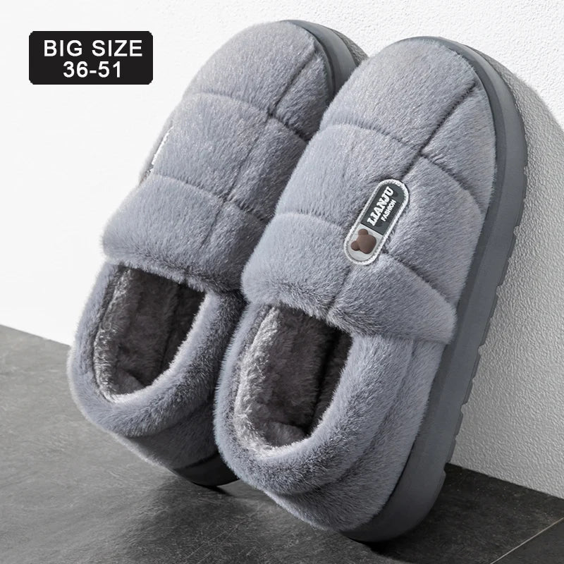 Winter pantoffels - Herenpantoffels Winter Effen Kleur Wrap Hakken Pluche Slippers Antislip Warm Dames Heren Thuis Casual Katoenen Schoenen Grote maat 50 51