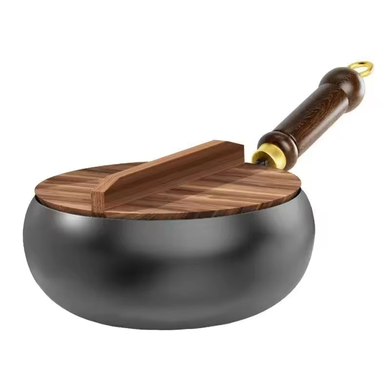 Récipient Profond en Fonte Noire 24 cm Induction Gaz Four Sautés Mijotés Braisés Cuisine Asiatique Robuste | Koossa