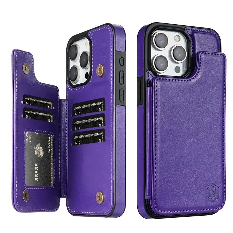 Magnetic Wallet Phone Case with RFID Blocking for iPhone β Premium Faux Leather Flip Cover with Card Slots & Kickstand | Lonoma