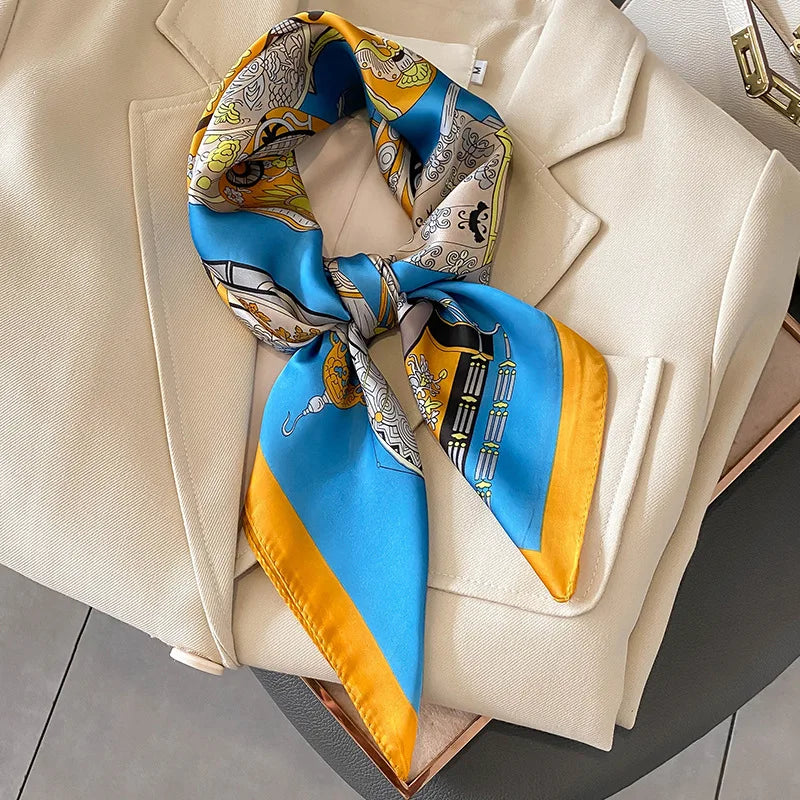 Square Satin Scarf 27.5 Inch Equestrian Print Headwrap Neck Tie Hairband for Women Four Season Versatile Accessory | Lonoma