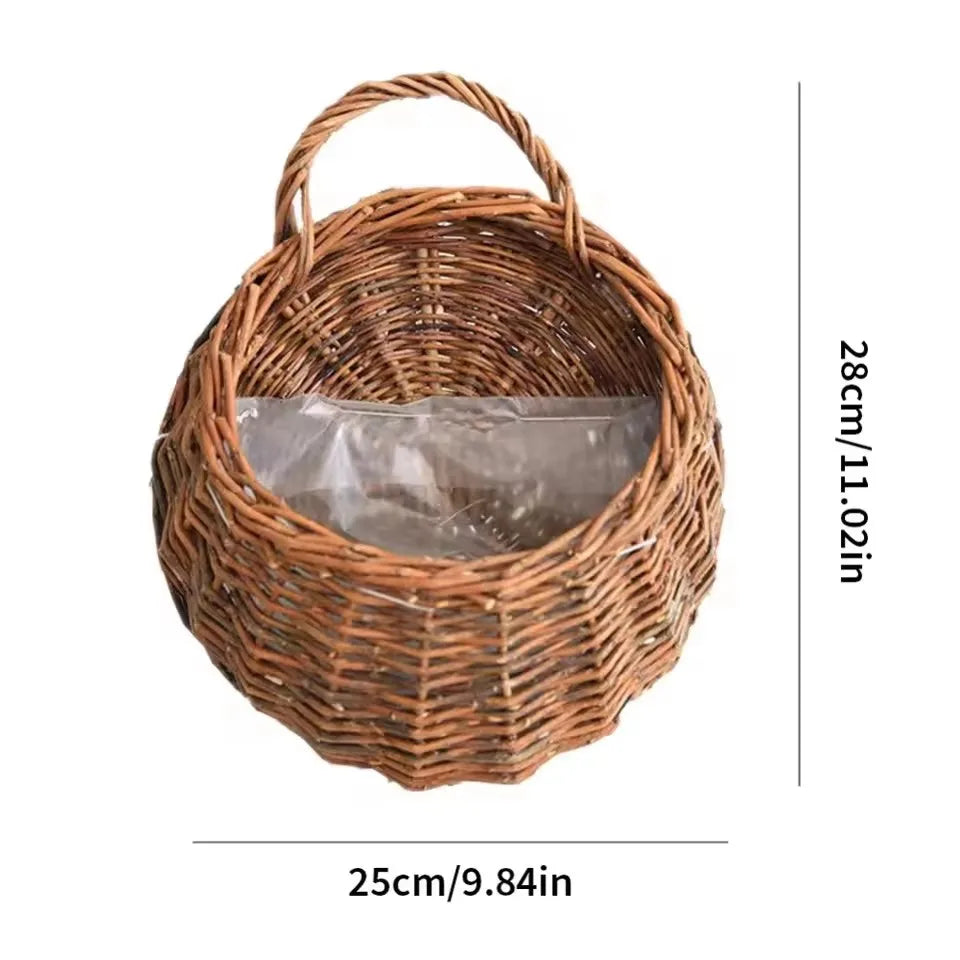 Panier suspendu en rotin naturel tressé à la main pour plantes vertes mur intérieur extérieur décoration | Koossa