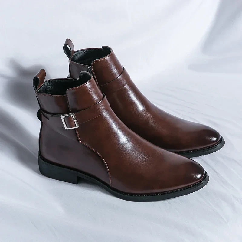 Men's Chelsea Boots in Supple Leather with Elasticated Side Gussets | Classic Ankle Boots for Smart Casual and Formal Occasions | Koossa