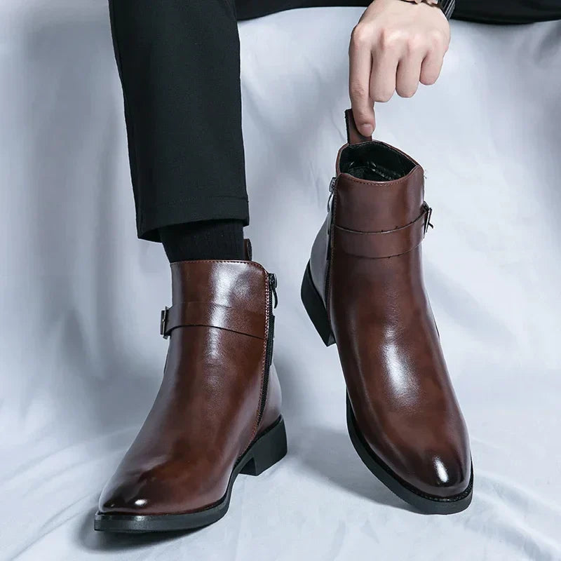 Men's Chelsea Boots in Supple Leather with Elasticated Side Gussets | Classic Ankle Boots for Smart Casual and Formal Occasions | Koossa
