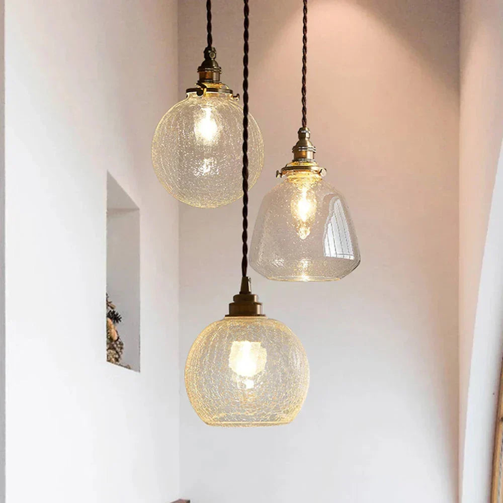 Suspension verre cristal transparent style scandinave rétro E27 15 cm salon salle à manger minimaliste | Koossa
