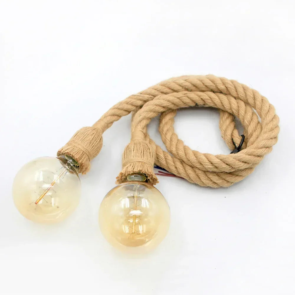 Rope Pendant Light with E27 Socket, Adjustable Cord, Farmhouse Hanging Lamp for Kitchen Island, Dining Room, Bedroom, Edison Bulb Ready | Lonoma