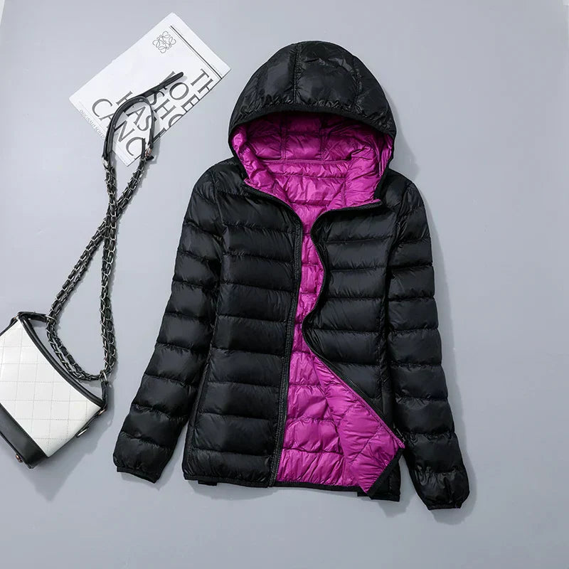 Women's Hooded Puffer Jacket — Lightweight Quilted Coat for Autumn & Winter Layering | Koossa