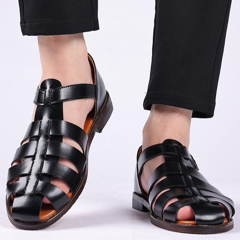 Men's Open-Toe Leather Sandals — Classic Summer Footwear for Smart Casual & Holiday Occasions | Koossa