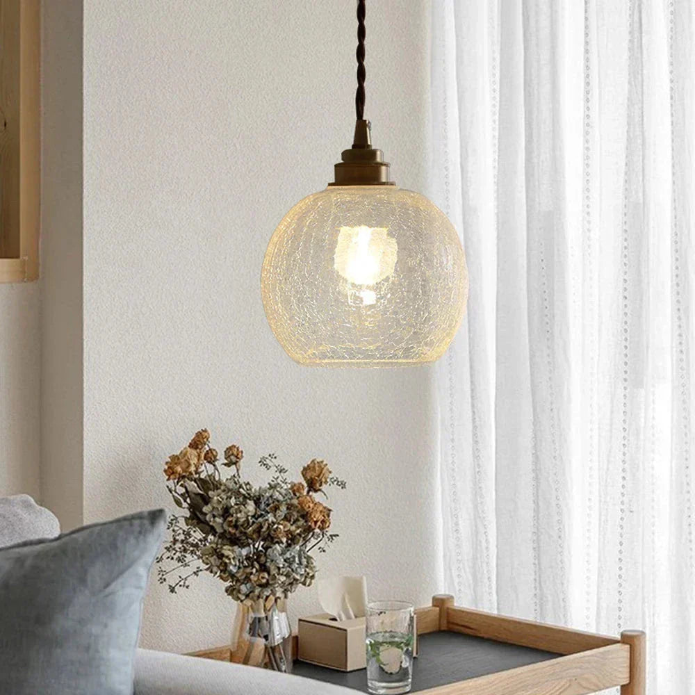 Suspension verre cristal transparent style scandinave rétro E27 15 cm salon salle à manger minimaliste | Koossa