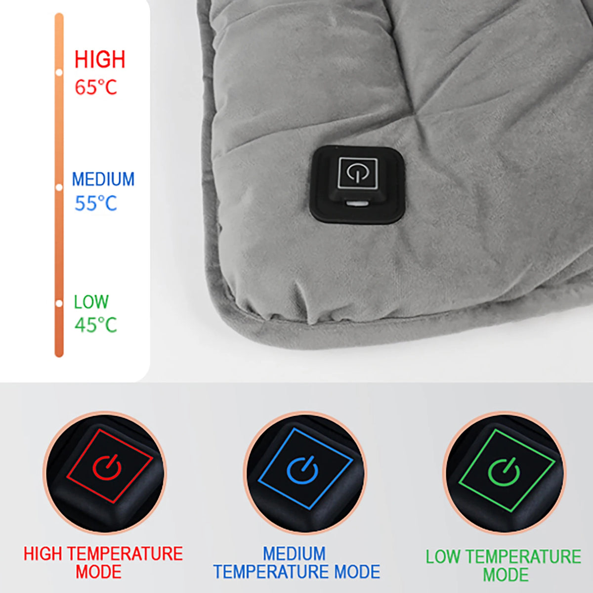 USB Heated Cushion Pad 18x18 in 3 Temp Settings for Pets Chairs Cars Office Winter Warming Mat for Cats Dogs | Lonoma