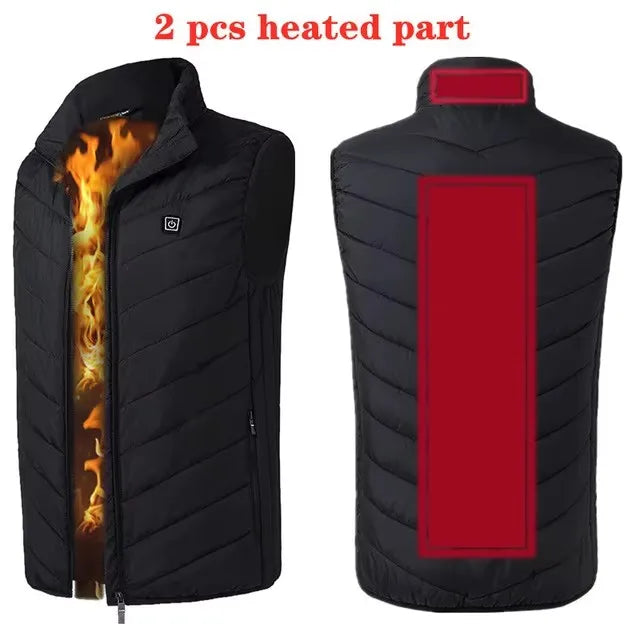USB Powered Infrared Heated Vest for Men 17 Zone Electric Warming Waistcoat Winter Outdoor Hiking Sports Full Zip Insulated Body Warmer | Lonoma
