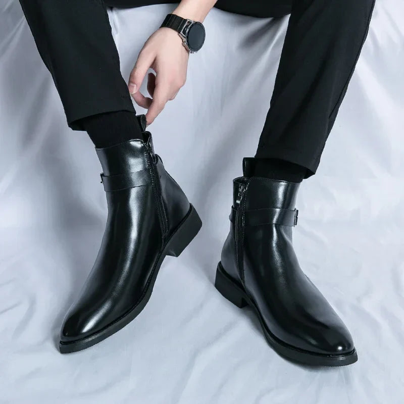 Men's Chelsea Boots in Supple Leather with Elasticated Side Gussets | Classic Ankle Boots for Smart Casual and Formal Occasions | Koossa