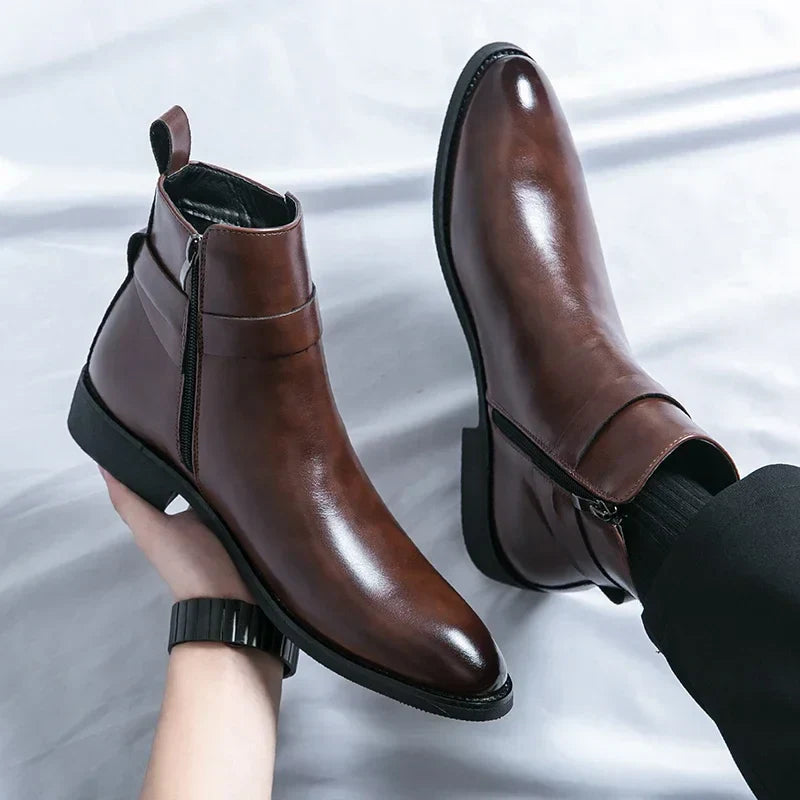 Men's Chelsea Boots in Supple Leather with Elasticated Side Gussets | Classic Ankle Boots for Smart Casual and Formal Occasions | Koossa