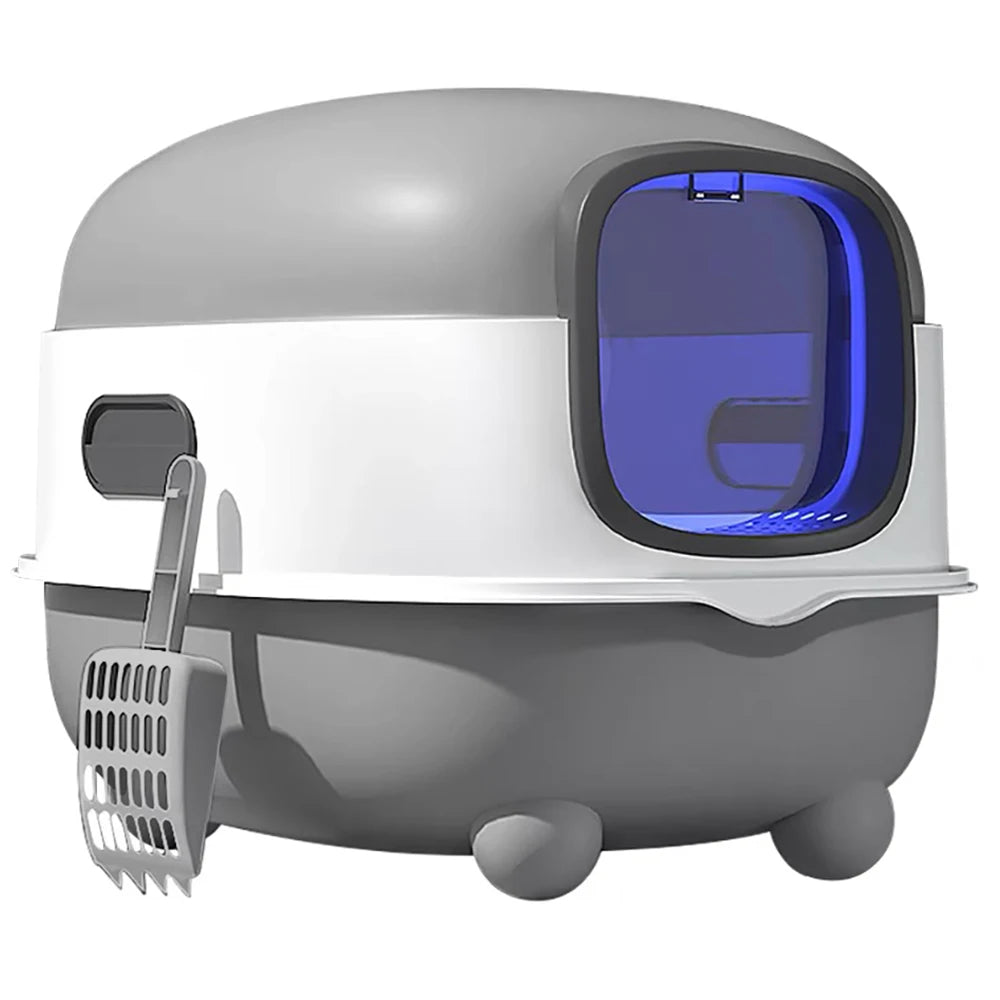 Cat Litter Box Enclosed Dome 40x39x56cm Top Entry Odour Control Anti-Splash Anti-Tracking Convertible Hooded Toilet Scoop Included Washable | Koossa