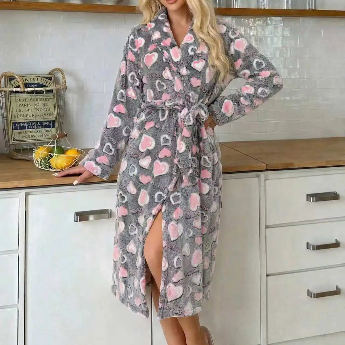 Women's Plush Fleece Bathrobe with Belt, Full Length Soft Warm Spa Robe for Lounge and Shower | Lonoma