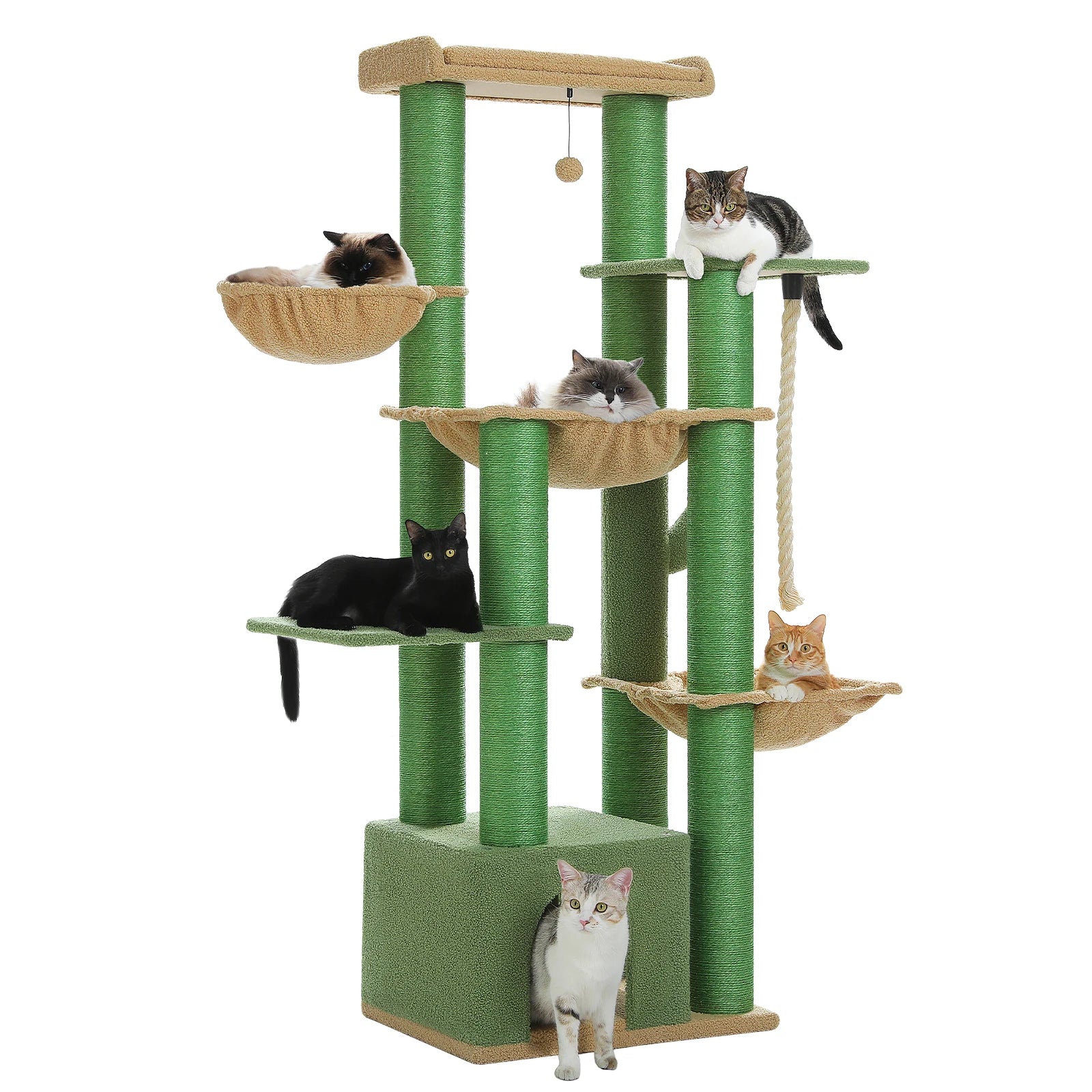 Cat Tree Large 170cm Tall Multi-Level Tower 11 Sisal Posts Steel Frame Hammocks Condo Perch Platform House 6-8 Cats Heavy Duty Climbing Scratching | Koossa
