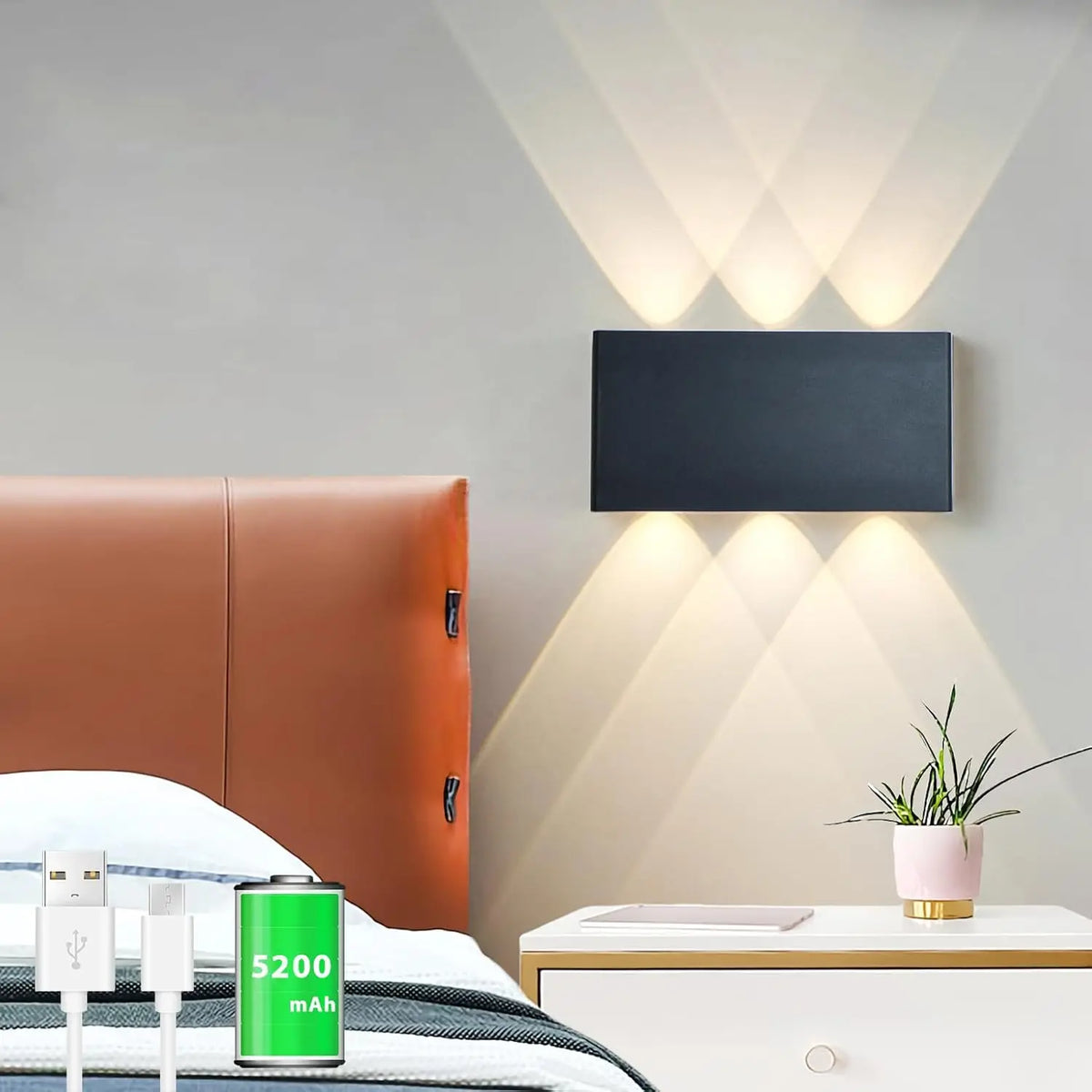 Battery Powered LED Wall Sconce Light 5200mAh Magnetic Mount Touch Dimmable 3 Light Temperatures Modern Accent Lighting | Lonoma