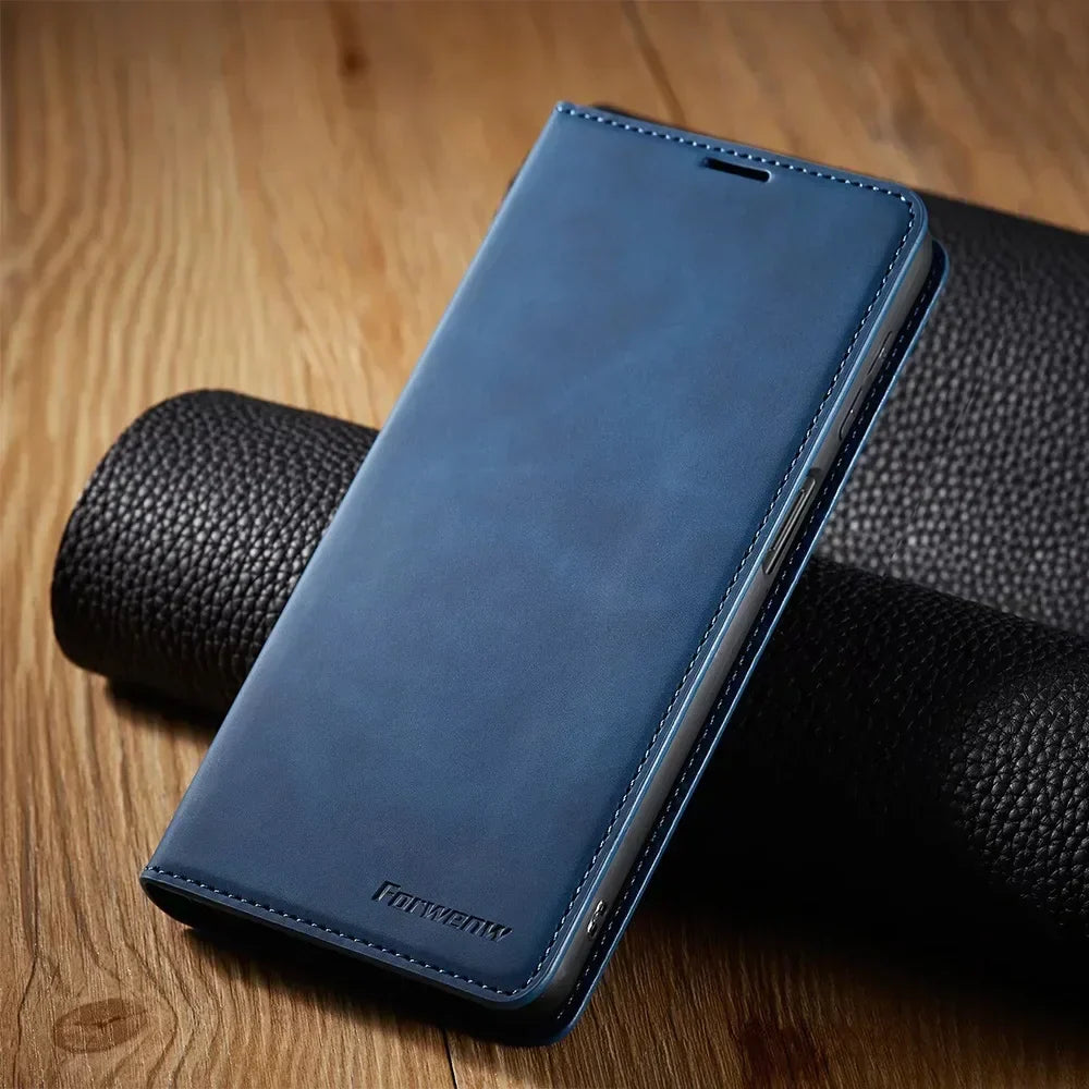 Étui portefeuille en cuir magnétique Samsung avec rabat porte-cartes protection élégante et fonctionnelle | Koossa