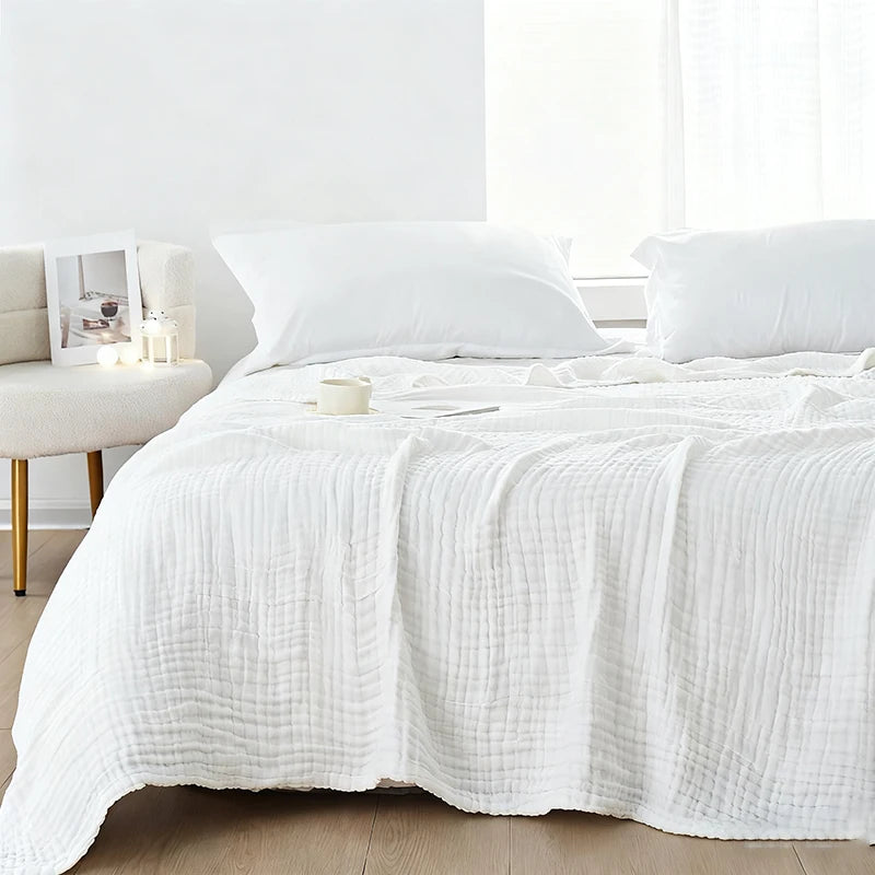 Six-Layer Cotton Gauze Throw Blanket Lightweight Breathable All-Season Coverlet for Couch Living Room Bedroom Adults | Lonoma