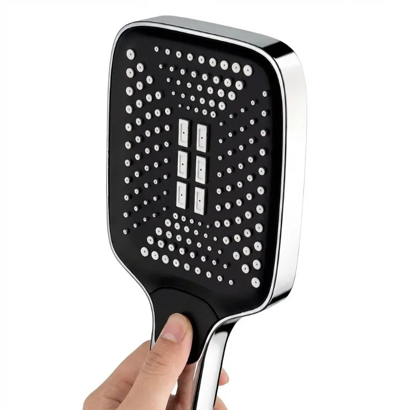 Handheld Shower Head with 3 Spray Modes & High Water Pressure – ABS Square Rainfall Showerhead with Gold Finish for Bathroom | Lonoma