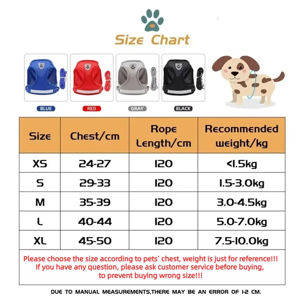 Cat Harness Reflective Mesh Adjustable Escape-Proof Vest Lead Set Small Pet Puppy Walking | Koossa