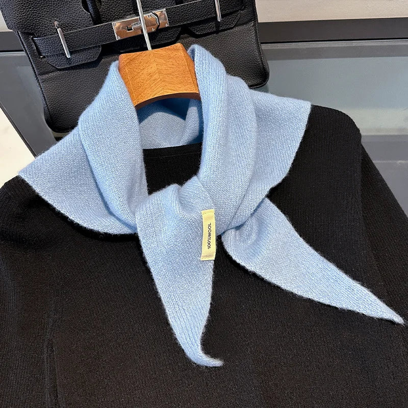 Triangle Wool Scarf for Women – 100% Pure Wool Winter Wrap Shawl with Solid Color Design for Cold Weather | Lonoma