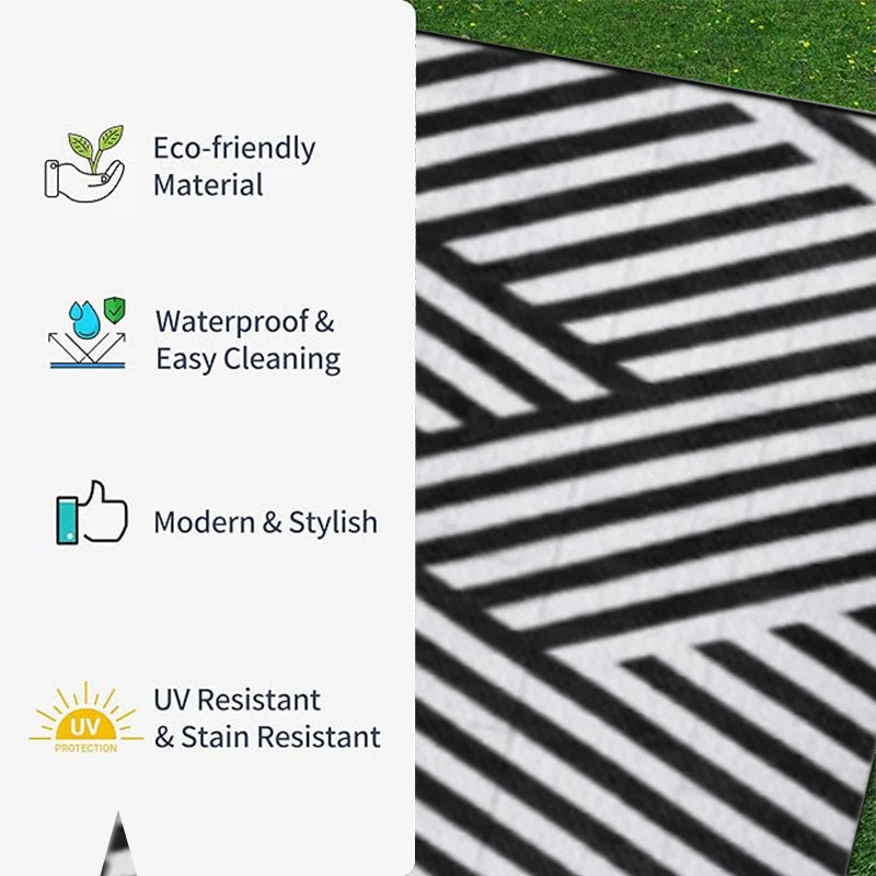 Reversible Waterproof Outdoor Rug | Woven Polypropylene Patio Mat for Deck, Garden, Camping & Picnics | Leaf Pattern Design | Lonoma